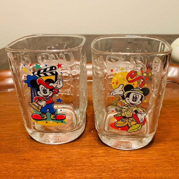 Vintage McDonals Disney 2000 Celebration Collection Glasse Cups Mugs - set of 2 - Picture 1 of 6